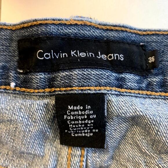 Calvin Klein Men's Cutt-Off Denim Shorts High Rise Flat Front Blue Size 36 - Picture 3 of 5